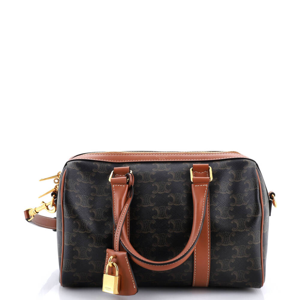 Celine Medium Boston Bag Triomphe Coated Canvas